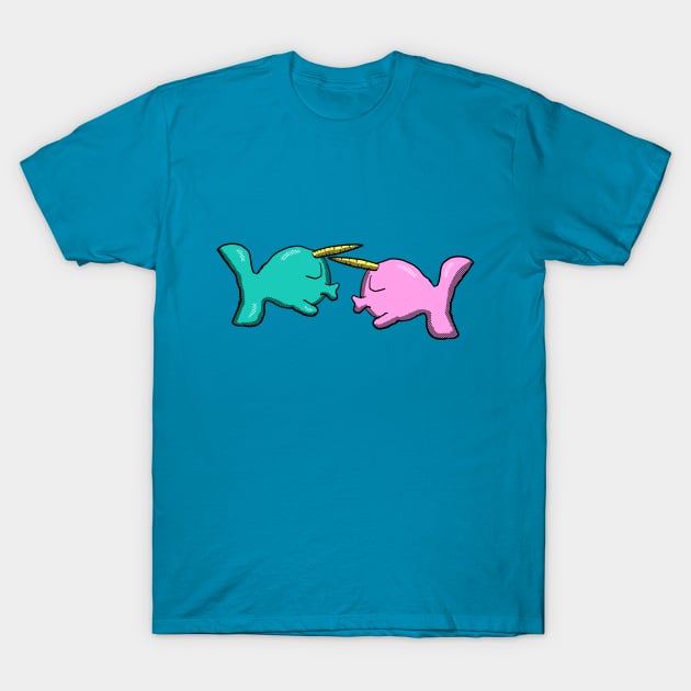 Kissing Chibi Narwhals T-Shirt by Eric03091978